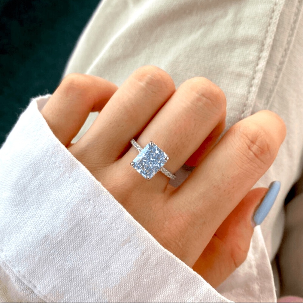 Silver Plated and Cubic Zirconia Ring, Engagement Ring, Valentines Day Gift